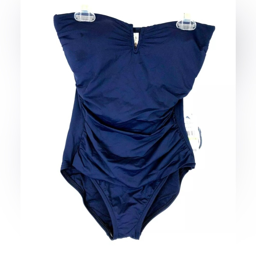 Tommy Bahama, Pearl V Wire,Women's One Piece Swimsuit Gathered Solid Navy Size 4